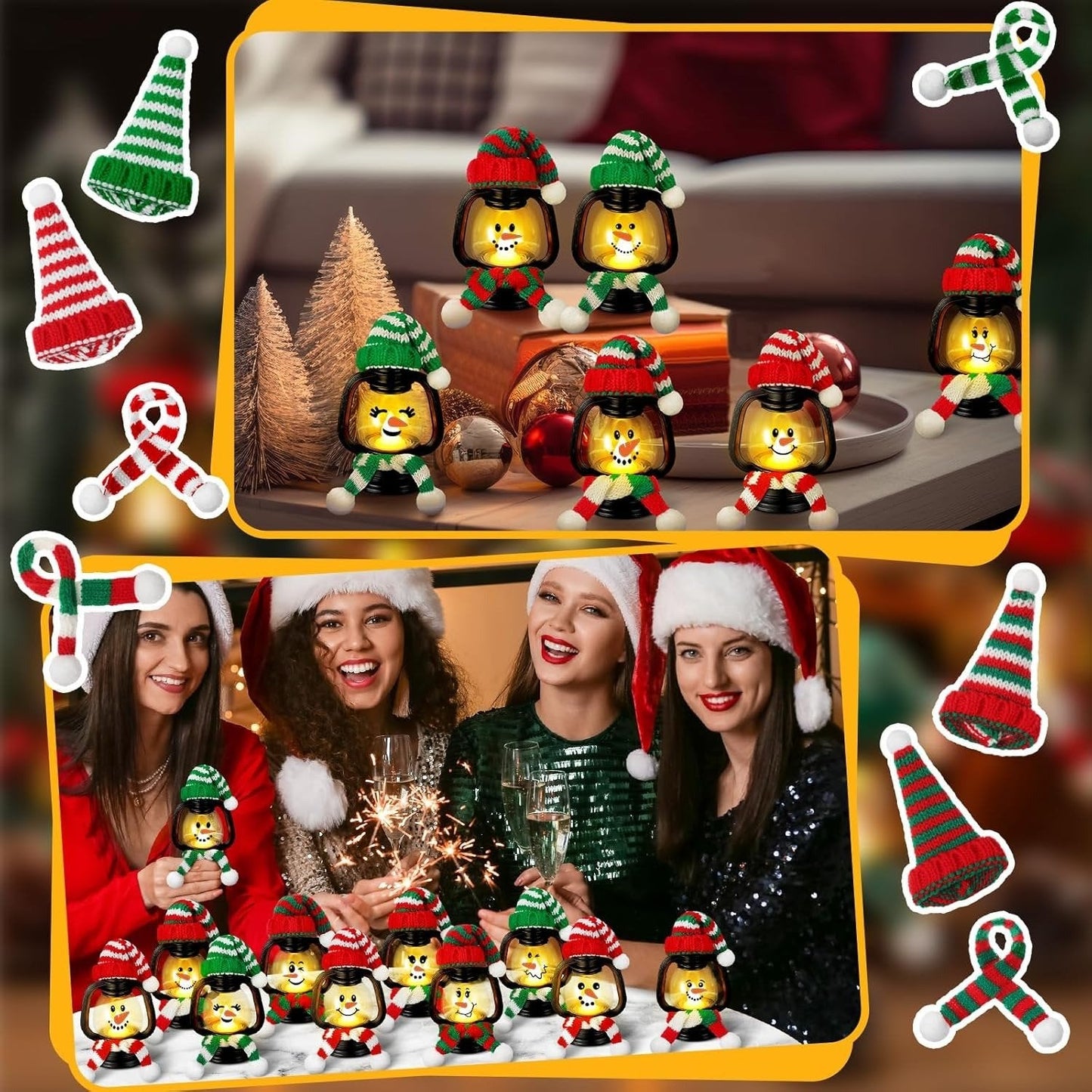 🎄Коледна разпродажба 49% ОТСТЪПКА⛄ Фенер със снежен човек с шапки и шалове