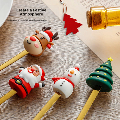 🎄 Комплект от 6 коледни декоративни прибори – лъжица, вилица, чаена лъжичка, лъжица за кафе, вилица за хранене и лъжица за десерт!