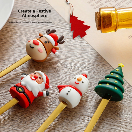 🎄 Комплект от 6 коледни декоративни прибори – лъжица, вилица, чаена лъжичка, лъжица за кафе, вилица за хранене и лъжица за десерт!