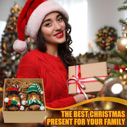 🎄Коледна разпродажба 49% ОТСТЪПКА⛄ Фенер със снежен човек с шапки и шалове