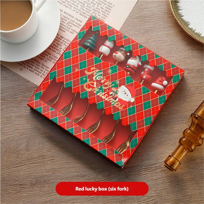 🎄 Комплект от 6 коледни декоративни прибори – лъжица, вилица, чаена лъжичка, лъжица за кафе, вилица за хранене и лъжица за десерт!